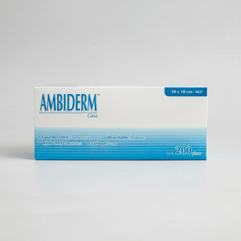 Gasa No Esteril Ambiderm 10x10 Cm. 200 Pzas Blanco