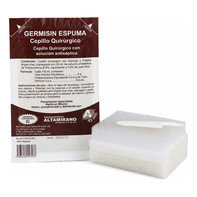Cepillo Quirúrgico Solución Antiséptica 8% Yodopovidona 30pz