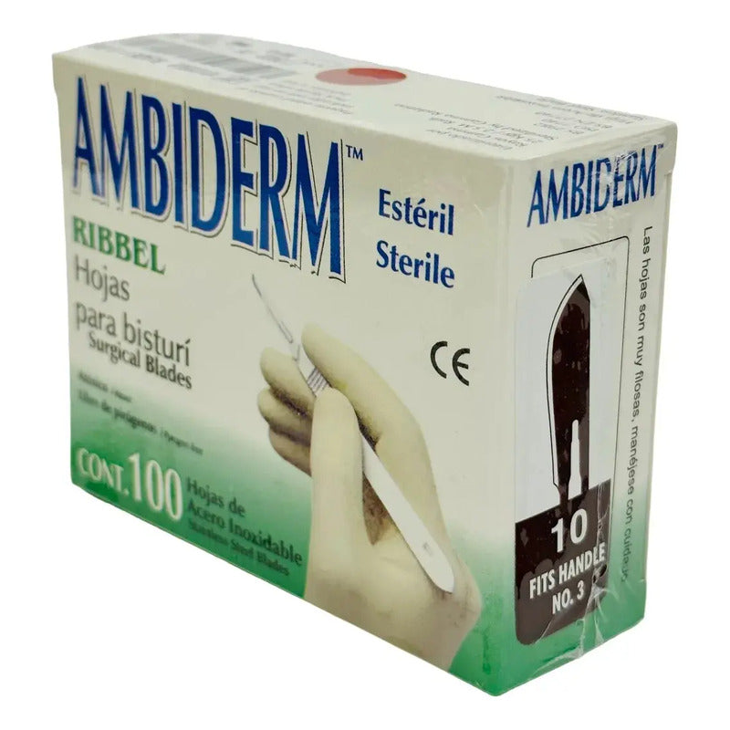 Hoja Para Bisturí Ambiderm #10 Acero Inox Caja Con 100 Hojas
