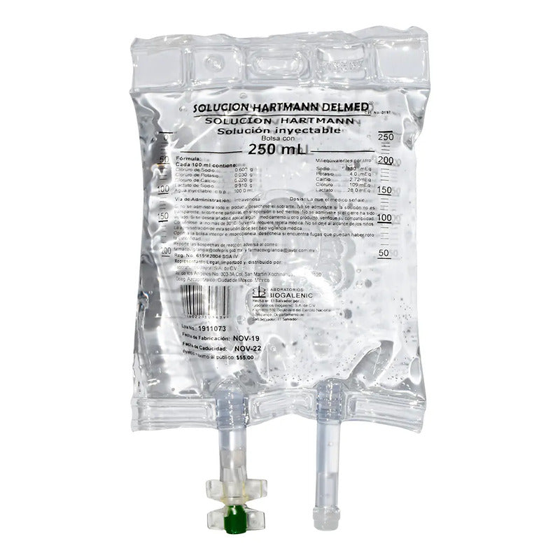 Solución Hartmann Delmed Solución Inyectable, 1 Bolsa 250 Ml