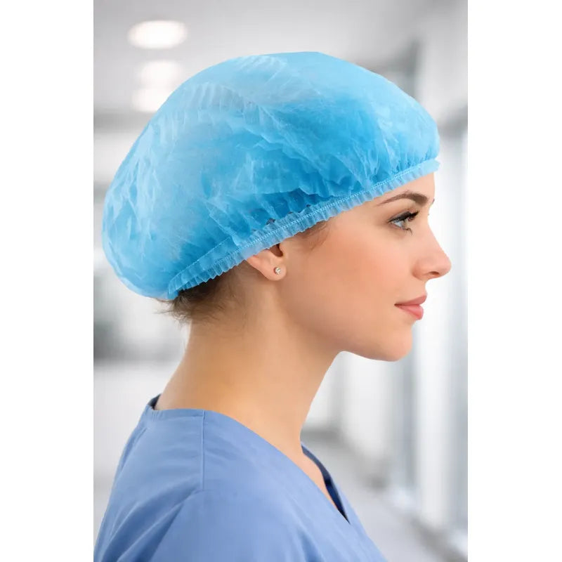 Cofia Gorro Cubrepelo Plisado Desechable Bolsa 100 Piezas Azul Unitalla
