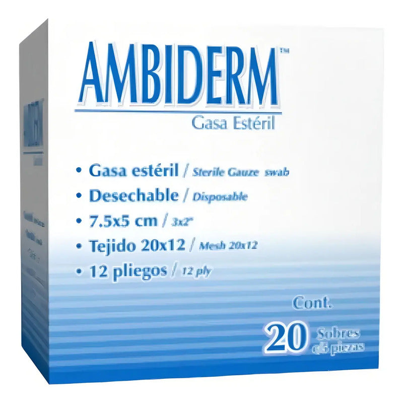 Gasa Estéril Ambiderm 7.5 X5 Cms 20 Sobres 5 C/u