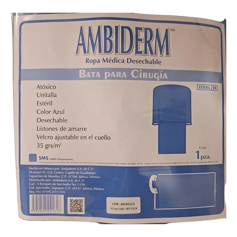 Bata Cirugia Esteril Desechable Unitalla - Ambiderm