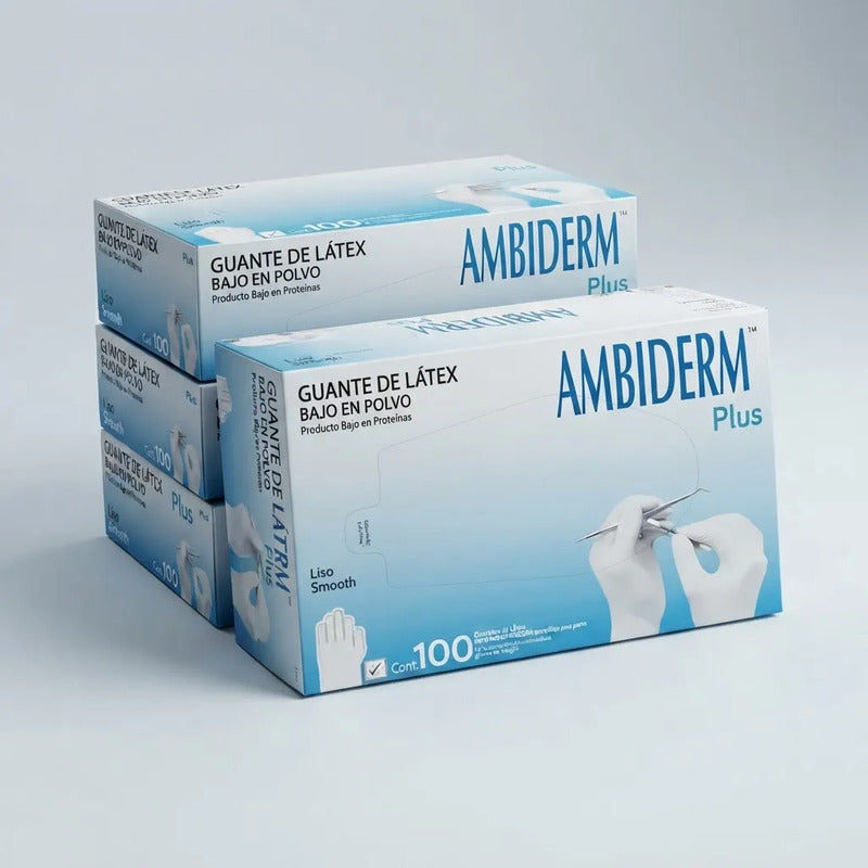Guante De Latex Ambiderm Plus Caja Con 100 Talla Gde Blanco Grande