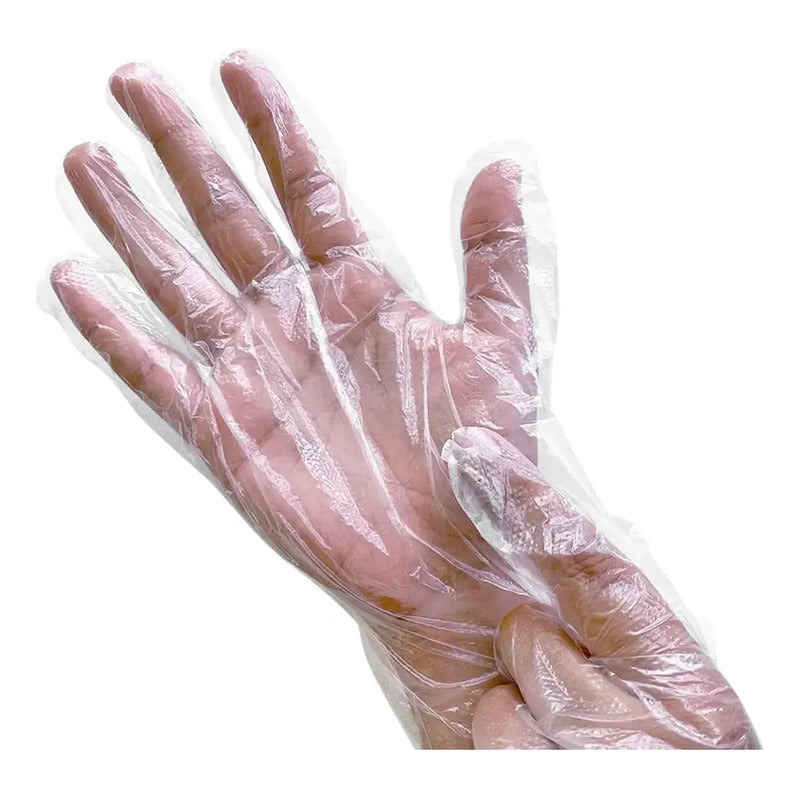 10 Cajas De Guantes De Polietileno Ambiderm Caja C/100 C//u Blanco Mediano