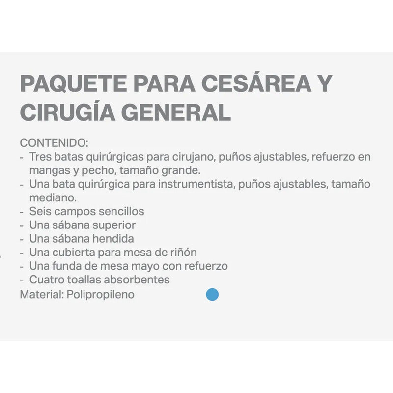 Bulto De Cirugia Paq. Para Parto Cesarea Esteril Cx General Azul Unitalla