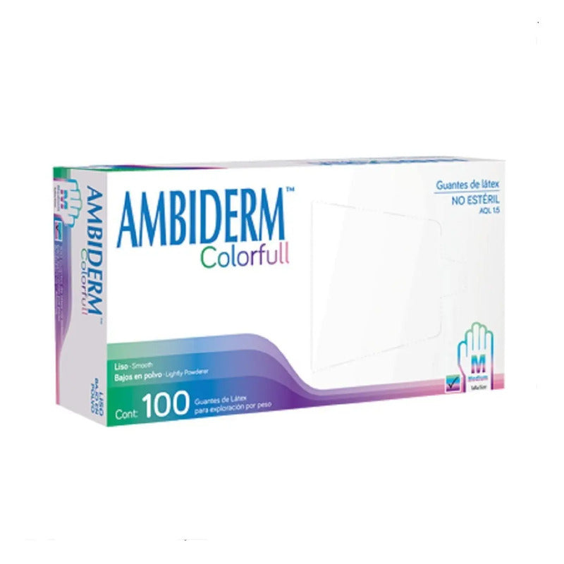Guante De Látex Ambiderm Colorfull Color Surtido Con Polvo Surtido M