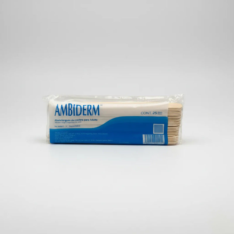 Abatelenguas De Madera Para Adulto Ambiderm C/ 25