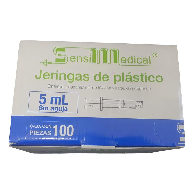 Jeringas Plastico 5ml Luer Lock 100 Unidades Sensi Medical Esteril 5 Ml
