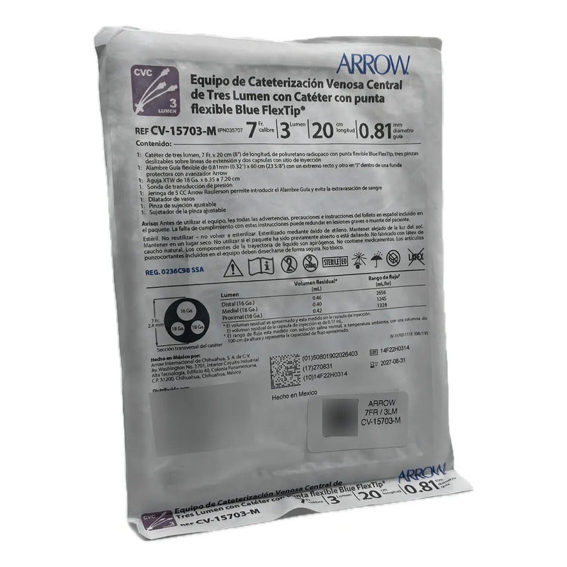 Catéter Venoso Central 7fr X20cm 3 Lumen Arrow Cvc