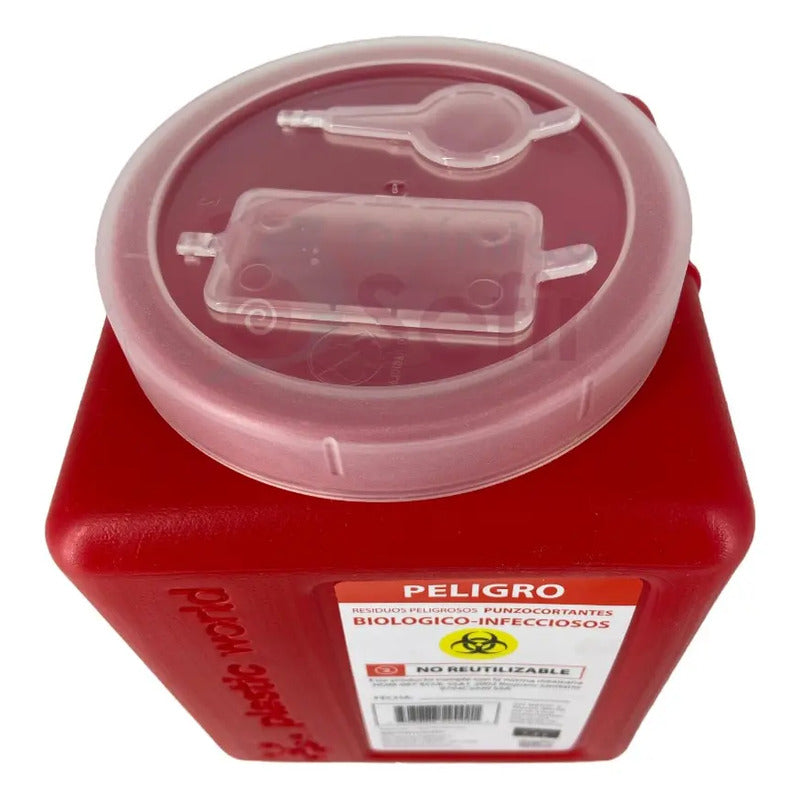 Bote Rpbi Contenedor Recolector 1.5 Lts Punzocortante Rojo