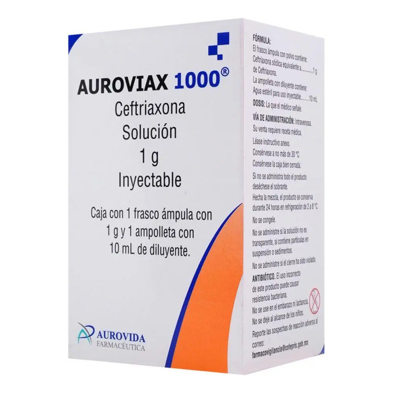 Auroviax 1000 Polvo Para Solución Inyectable, 1 Frasco Ámpula + 1 Ampolleta Diluyente 10 Ml