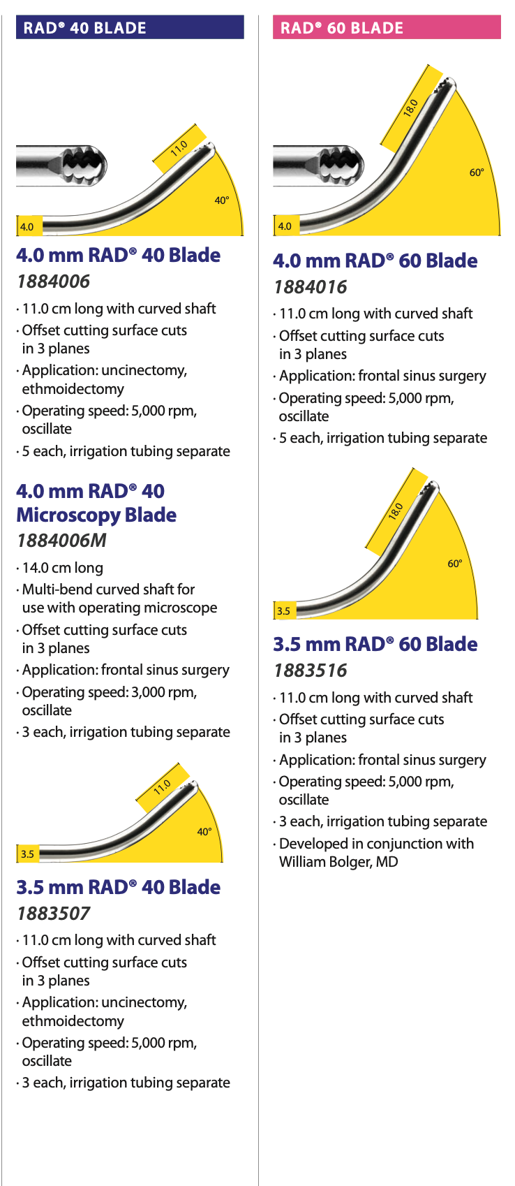 Cuchillas para microdebridador marca medtronic