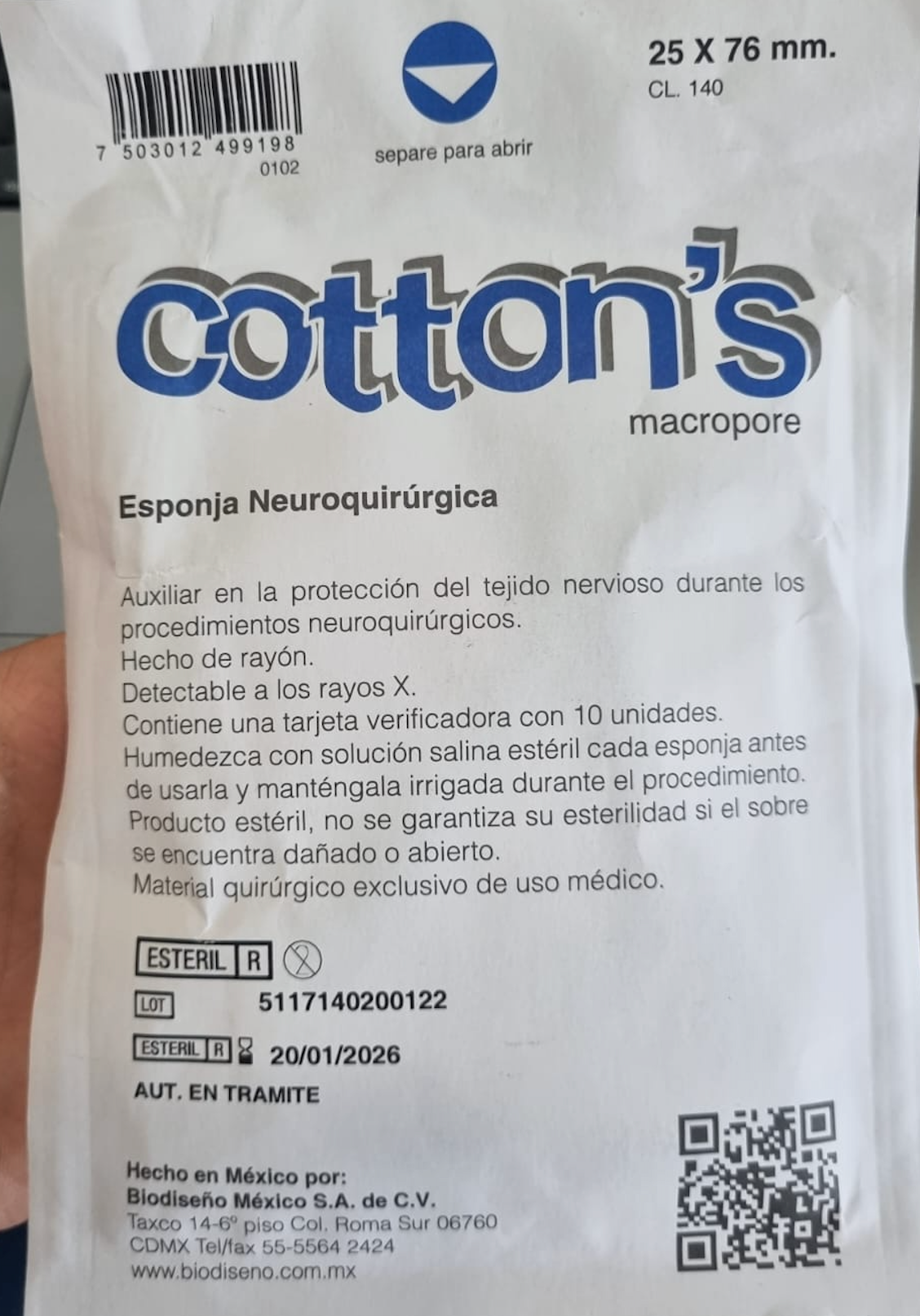 Cotonoide Esponja neuroquirurgica  ( Neuroesponja)