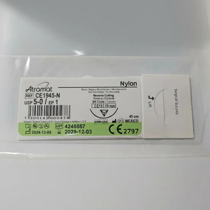 Sutura Atramat Nylon Tamaños A Elegir 5-0 Cortante 19mm