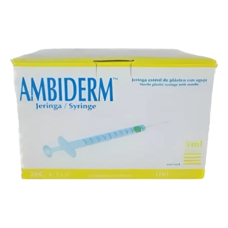 Jeringa Esteril Con Aguja 5ml 20g X 32mm Ambiderm Capacidad En Volumen 5 Ml