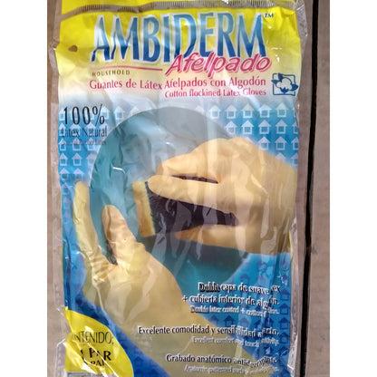 Guante De Látex Ambiderm Afelpado Pq Con 12 Pares Talla M Amarillo