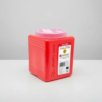 4 Botes Rpbi Contenedor Recolector 1.5 Lts Punzocortante Rojo