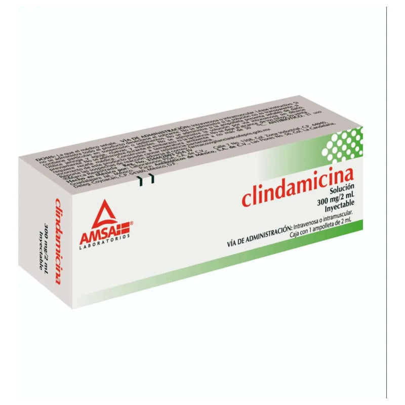 Clindamicina Solución Inyectable 300 Mg/2 Ml, 1 Ampolleta 2 Ml