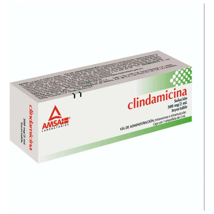 Clindamicina Solución Inyectable 300 Mg/2 Ml, 1 Ampolleta 2 Ml