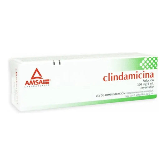 Clindamicina Solución Inyectable 300 Mg/2 Ml, 1 Ampolleta 2 Ml