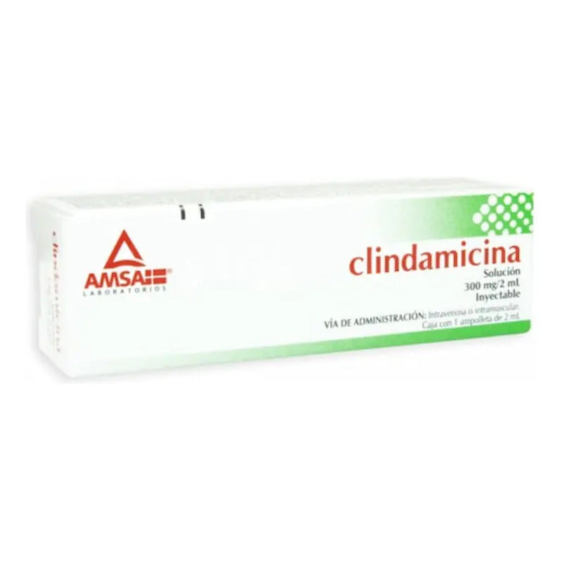 Clindamicina Solución Inyectable 300 Mg/2 Ml, 1 Ampolleta 2 Ml