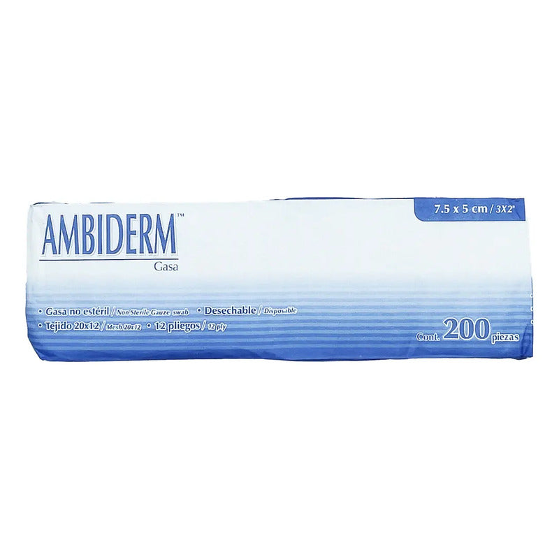 Gasas Paquete Con 200 Piezas 7.5 X 5cm Facial Ambiderm