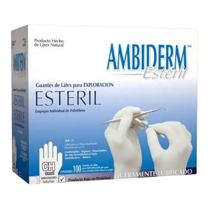 Guantes De Latex Estériles Ambiderm Color Natural Talla Ch C/ 100 Unidades P