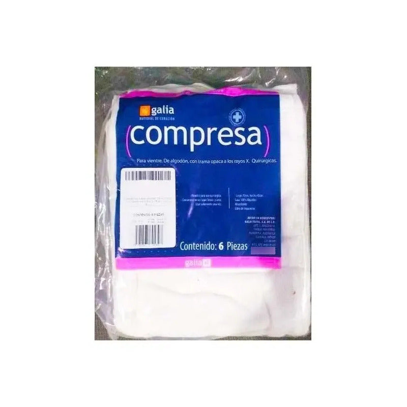 Compresa Para Vientre De Algodón No Estéril C/6 Pz Con Trama