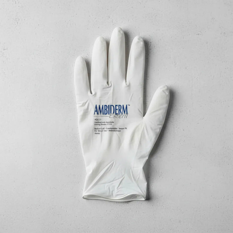 Guante Esteril Ambiderm 100 Guantes  Talla Mediana Original Blanco Mediano