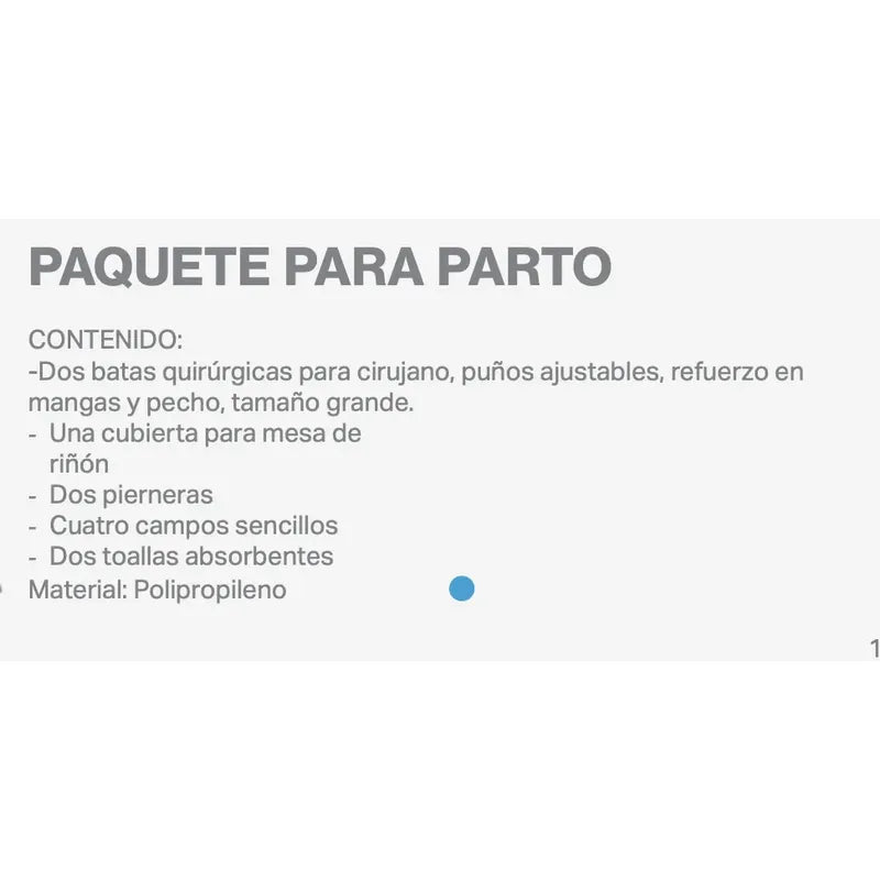Bulto De Cirugia Paq/para Parto Basico Esteril Usoquirurgico Azul Unitalla