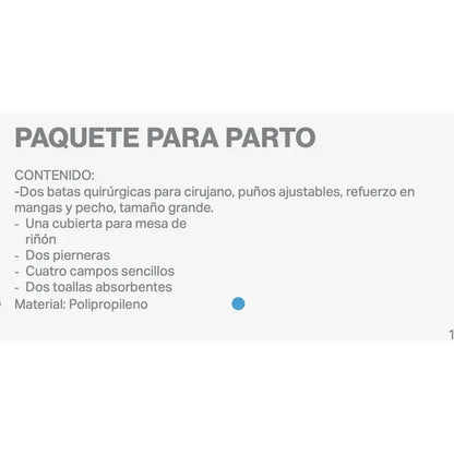 Bulto De Cirugia Paq/para Parto Basico Esteril Usoquirurgico Azul Unitalla