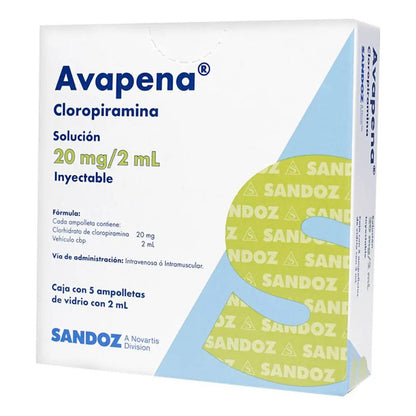 Avapena Solución Inyectable 20 Mg/2 Ml, 5 Ampolletas 2 Ml