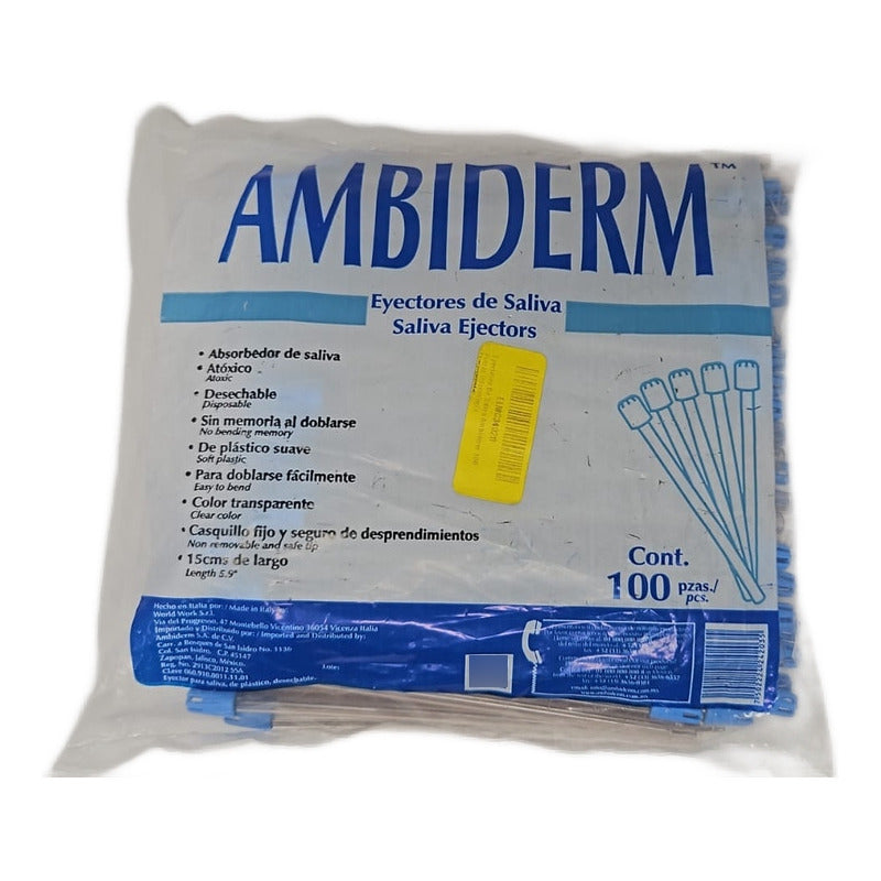 Eyector De Saliva Con 100 Piezas Marca Ambiderm