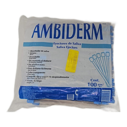 Eyector De Saliva Con 100 Piezas Marca Ambiderm