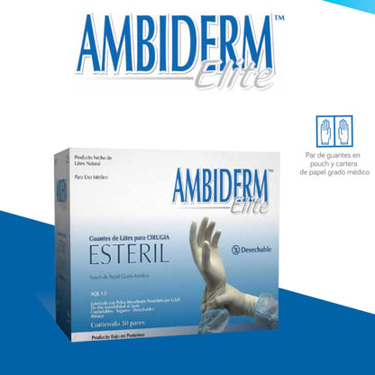 Guante Latex Para Cirugia Ambiderm Elite 8 100pz Color Natur Naturaal 8