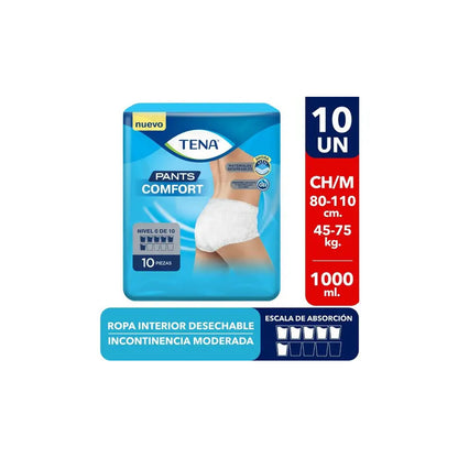 Pañal Adulto Calzon Incot Tena Pants Comfort Talla Ch/m 10u Talle Pequeño
