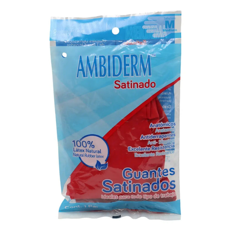 Guante De Latex Satinado Mediano Rojo (bo Ambiderm 120100093