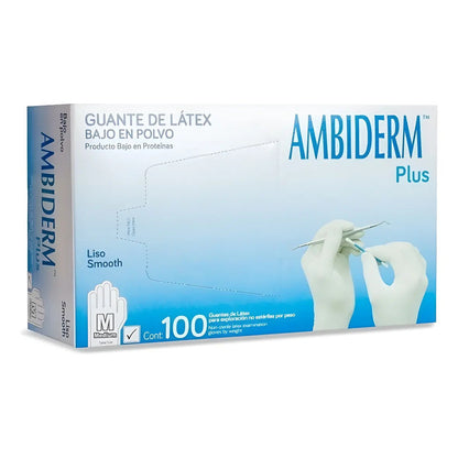 Guantes Ambiderm Plus Color Blanco Talla M De Latex Blanco M