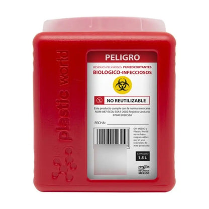 Bote Rpbi Contenedor Recolector 1.5 Lts Punzocortante Rojo