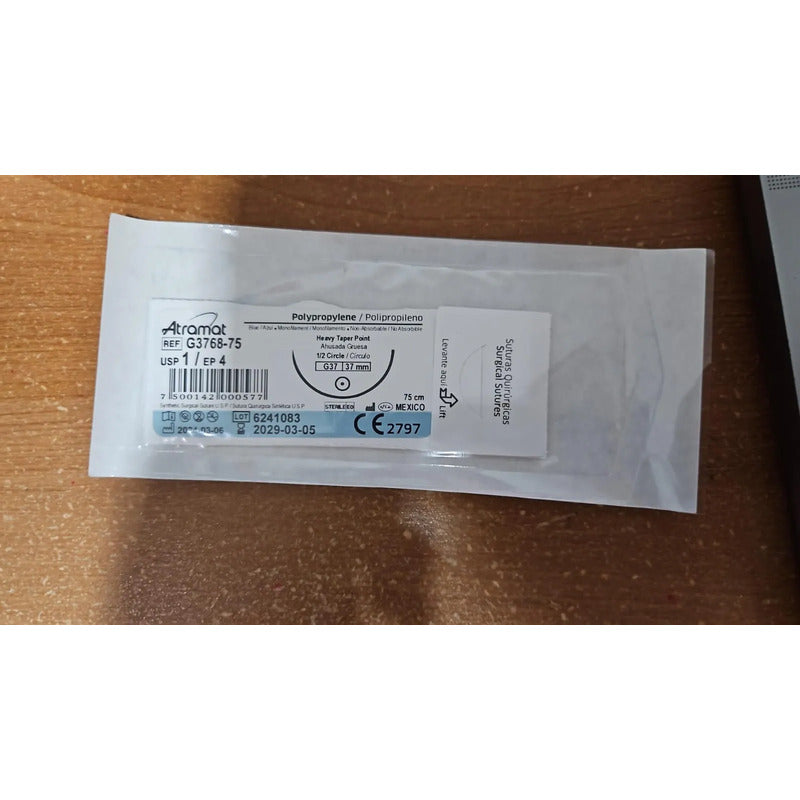 Sutura Atramat Polipropileno Tipo Prolene Tamaños A Elegir 1 Redondo 37mm