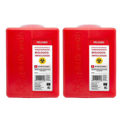 2 Botes Rpbi Contenedor Recolector 7.5 Lts Punzocortante Rojo