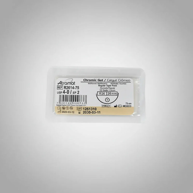 Sutura Atramat Catgut Cromico Tamaños A Elegir Beige 4-0 Cortante 19mm