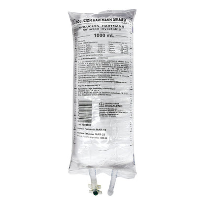 Solución Hartmann Delmed Solución Inyectable, 1 Bolsa 1000 Ml