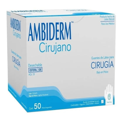 Guantes Descartables Estériles Ambiderm Cirujano Numero 6 Natural 6