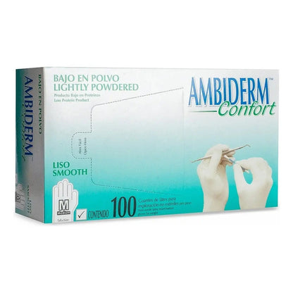 Guante De Látex Ambiderm Confort Color Natural Con Polvo Tal Natural M