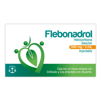 Flebonadrol Solución Inyectable 500 Mg/4 Ml, 1 Frasco Ámpula + 1 Ampolleta Solvente 4 Ml
