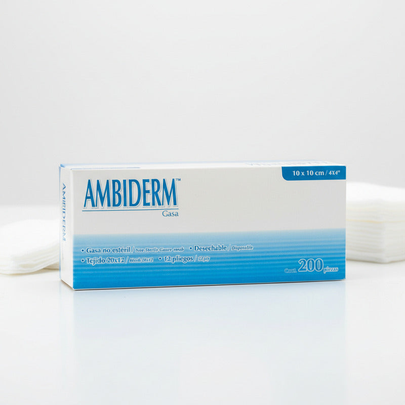 Gasa No Esteril Ambiderm 10x10 Cm. 200 Pzas Blanco