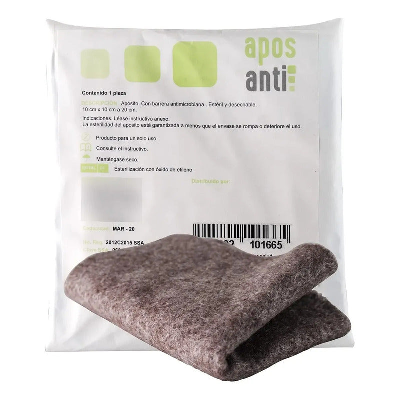 Apósito Antimicrobiano Apos-anti 10x10 Cm Caja 12 Piezas Plateado