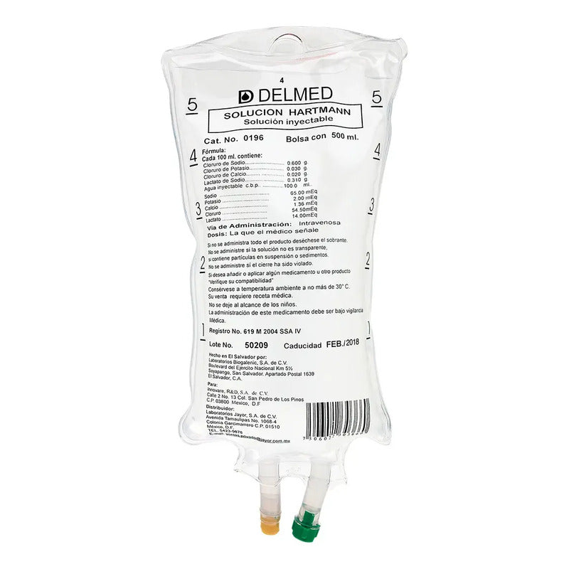 24 Bolsas Solución Hartmann Inyectable, 500ml Uso Medico